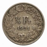 1/2 Franken Silber 1921