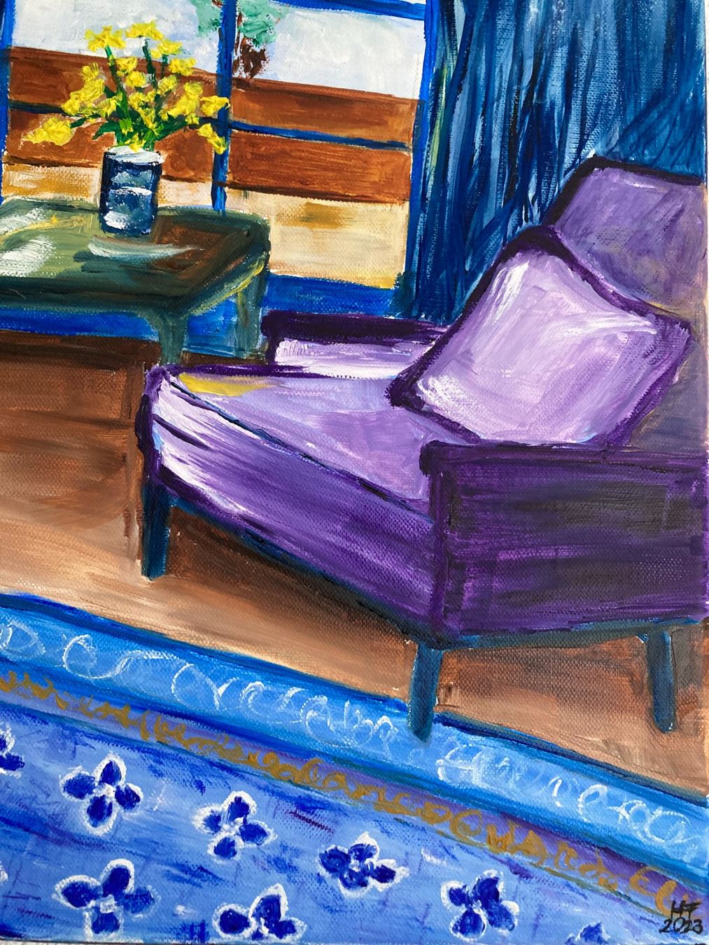 Dipinti: Das blaue Zimmer - Ölgemälde – Nuovo (secondo la descrizione) da Cham venduto da Felha 6
