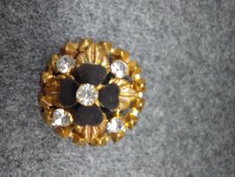 Vintage Brosche Gablonzer mit Leder sehr speziell 80 J. Alt