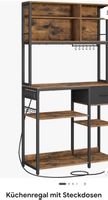 Küchenregal mit Steckdosen Holz Metall 100cm neu