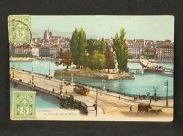 Genève.. Rousseau et Pont du Mont Blanc