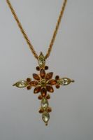 Rhodinierte Kette + Kreuz golden