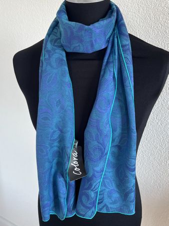 Colora Schal, 68% Seide, Blau/Türkis, NEU