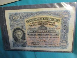 Billet 100.- Fr 1924  Superbe qualité