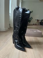 Cowboy Stiefel Boots Bianca Di Leder Kroko Optik