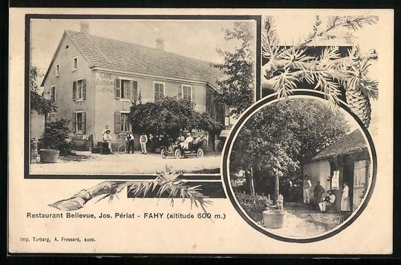 Cartoline postali: Fahy, Restaurant Bellevue, Propr. Jos. P – Usato da Berlin venduto da bartko-reher