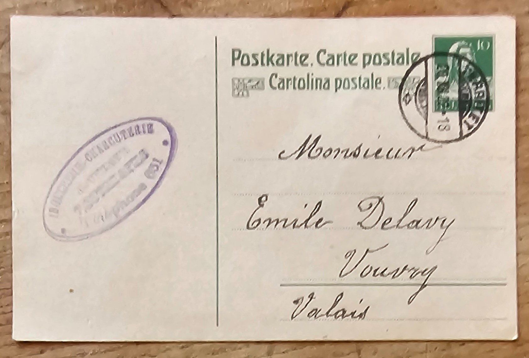 Tutti i francobolli: Entier postal Territet - Vouvry – Usato da Les Valettes venduto da Nuba1