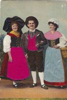 Elsässer Tracht, AK mit Seide-Applikationen, alte AK, 1915