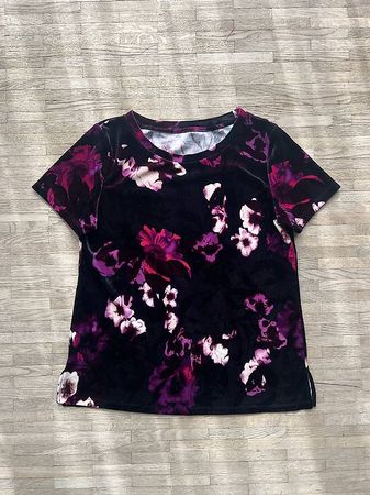 Samt Shirt mit Blumen