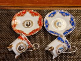2 Mini Porzellan Mokkatassen handgefertigt Gold