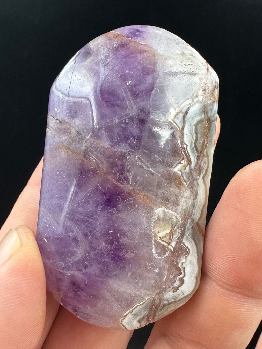 Minerali & Pietre curative: Amethyst mit Achat Handschmeichler Heilstein – Nuovo e nell'imballaggio originale da Männedorf venduto da Handschmeichler 1