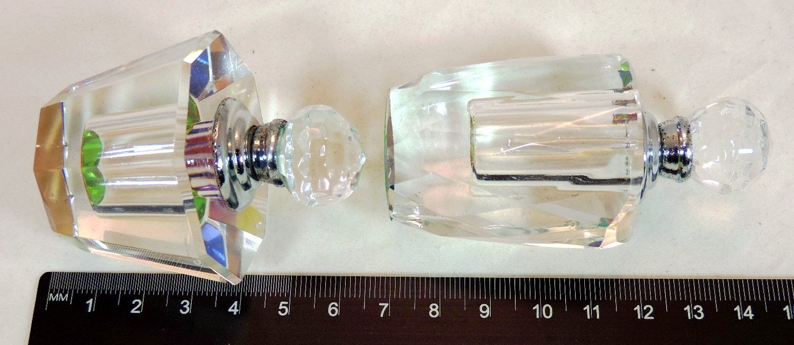Flaconi: 2x Kristall-Parfumflaschen, irisierendes Glas – Nuovo e nell'imballaggio originale da Duggingen venduto da doogbua 3