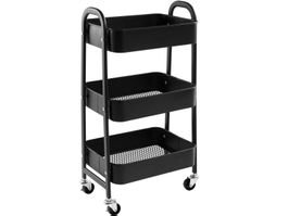 Metall Rollwagen 3-stöckig, Regal mit Rollen, Rollregal