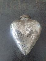Retro Glasherz Christbaumkugel Silber-Look, Vintage Style 49