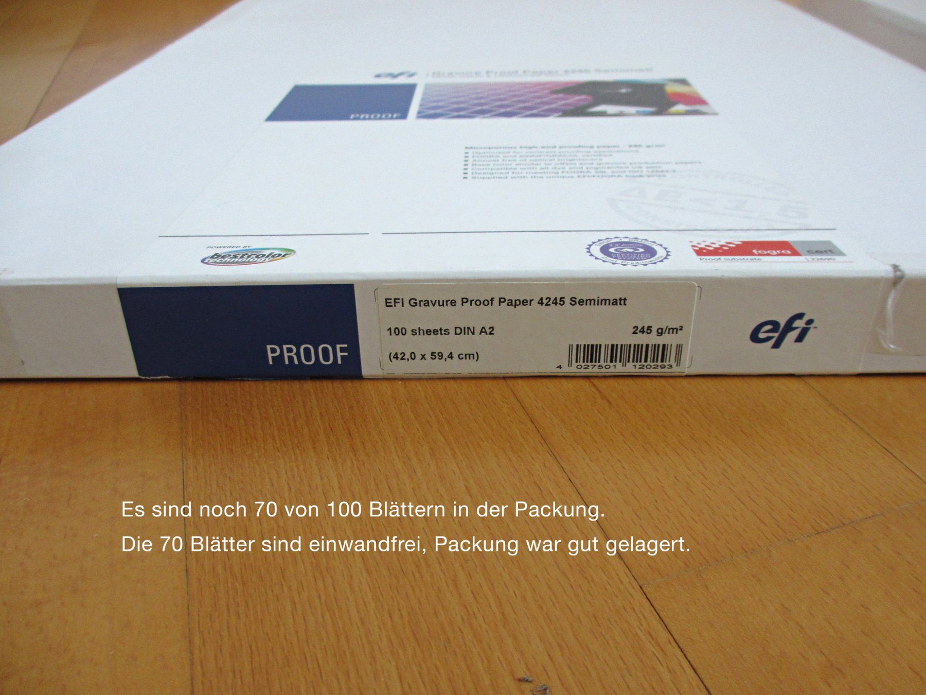 Carta: EFI 4245 Foto-/ Proofpapier Semimatt 245g grosses Format A2 – Usato da Winterthur venduto da Nooitgedagt 2