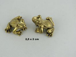 2 Kleine FRÖSCHE - Messing Figur - Neu - 2,5x2cm