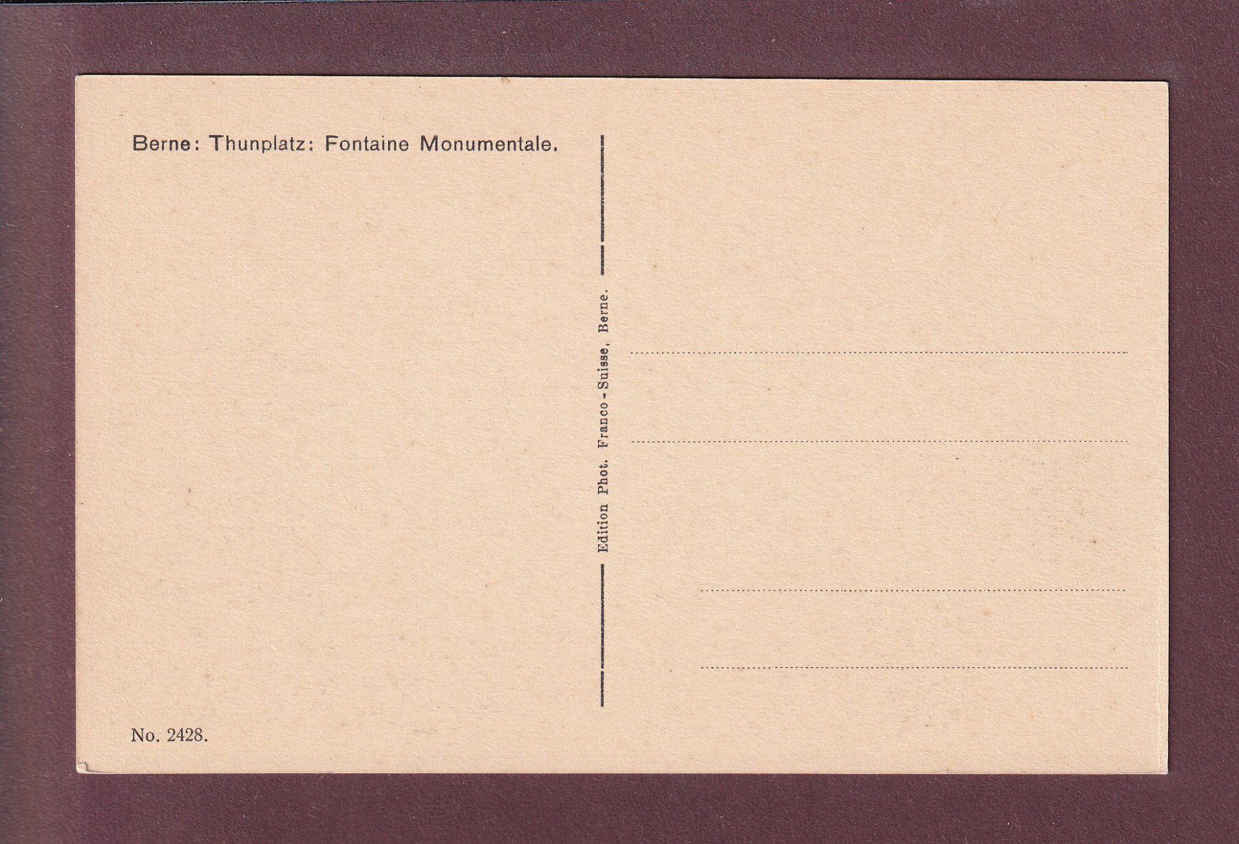 Cartoline postali: BERN - Thunplatz - Monumentalbrunnen – Usato da Pully venduto da nicecards 1