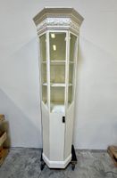 Antike Vitrine verziert. Shabby Chic, Weiss, 198 cm hoch! 🔝