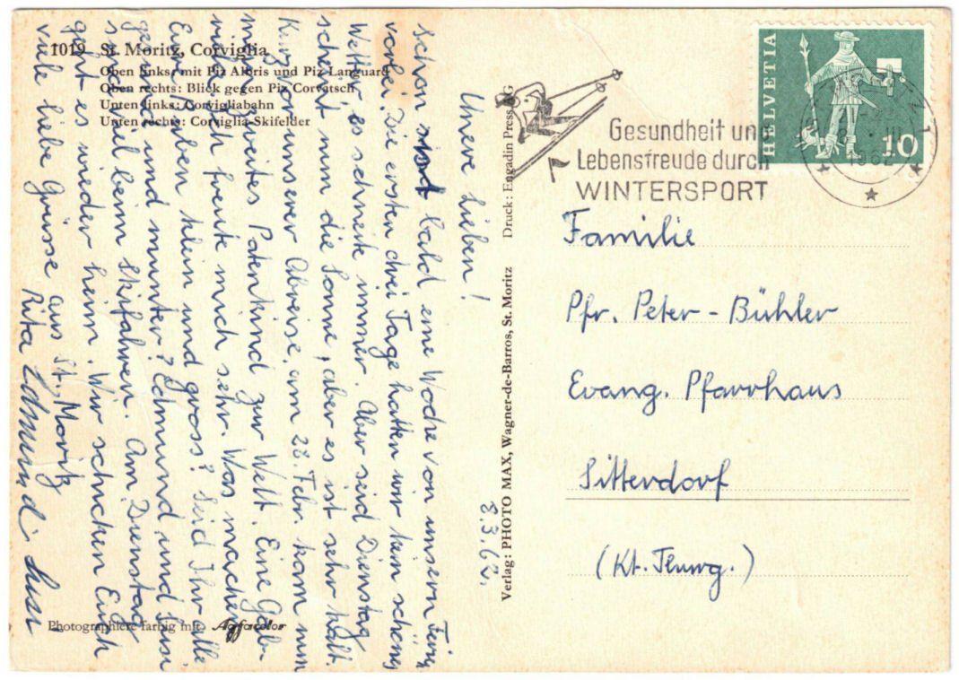 Cartoline postali: St. Moritz - 4 Bild AK Corviglia – Usato da Binningen venduto da Mountainrider 1