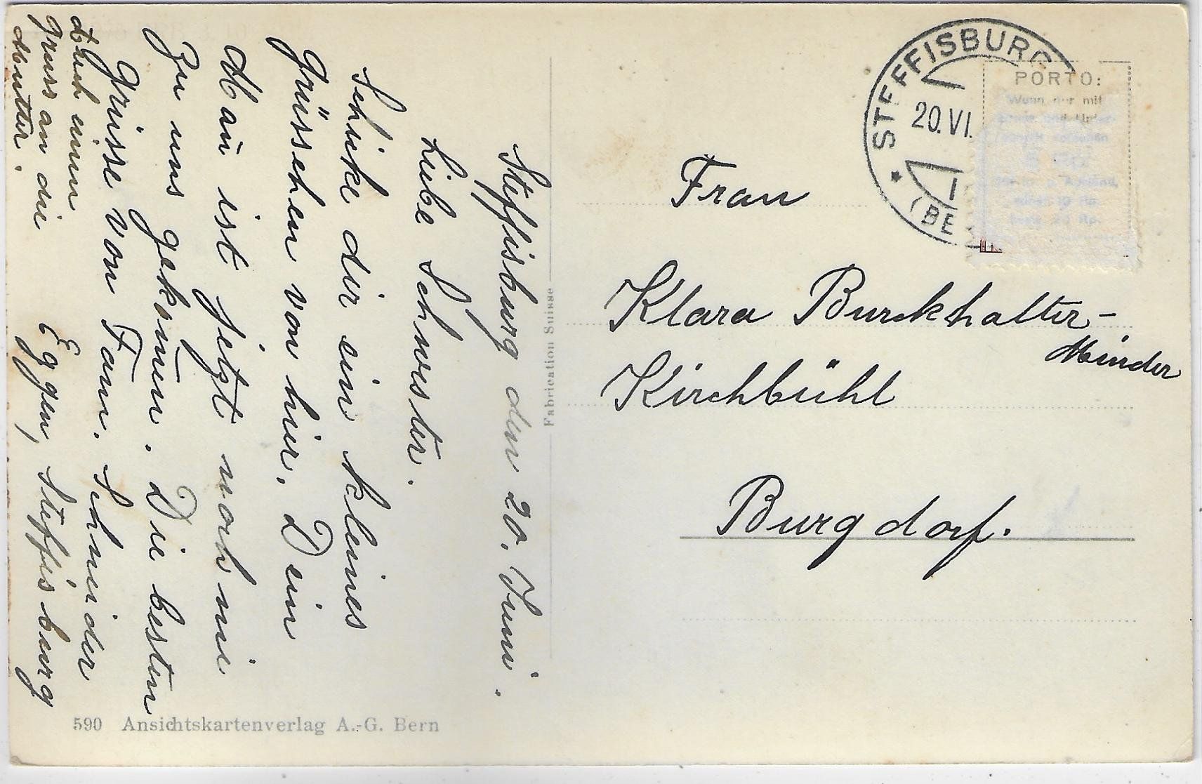 Cartoline postali: Steffisburg mit Blick auf Niesen – Usato da Ettingen venduto da Kartenplanet 1
