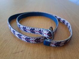 Neuer Gürtel, Textilgürtel, Länge 102 cm, blau/weiss