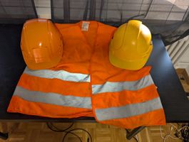 2 Schutzhelme + Warnweste Gr. XL