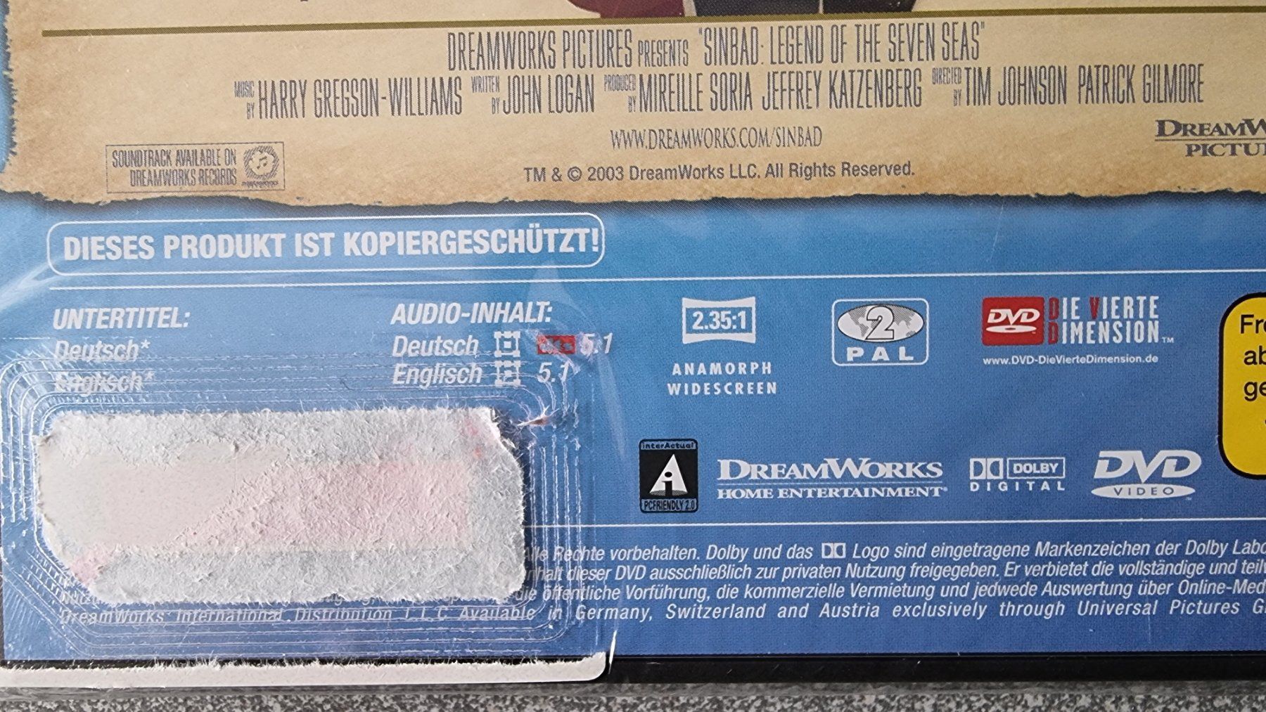 Tutti i DVDs: DVD Sinbad Der Herr der sieben Meere – Usato da Oetwil am See venduto da fineli2 1