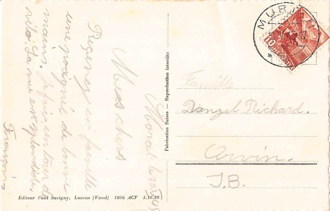 Cartoline postali: SOUVENIR de MORAT - 10-Bild-Karte 1945 – Usato da Winterthur venduto da SchatzchischtliWinti 1