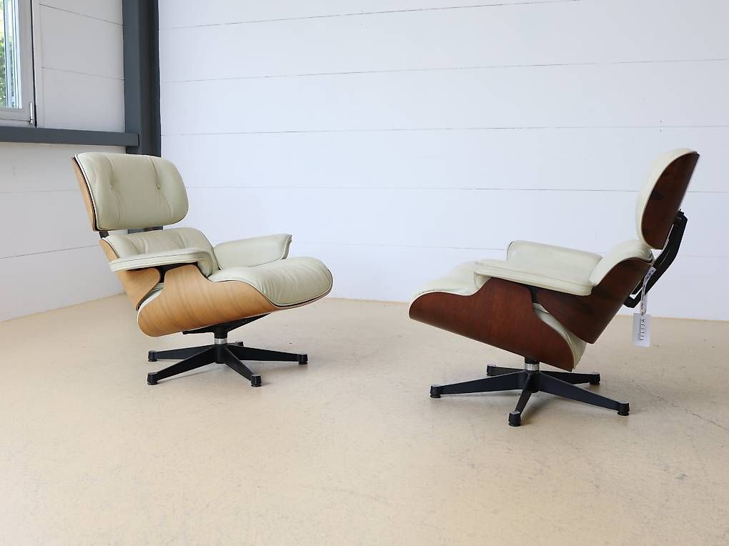 Eames Poltrone: Eames Lounge Chairs von Vitra | Leder Créme – Usato da Meinisberg venduto da atelier_TILIJA 4