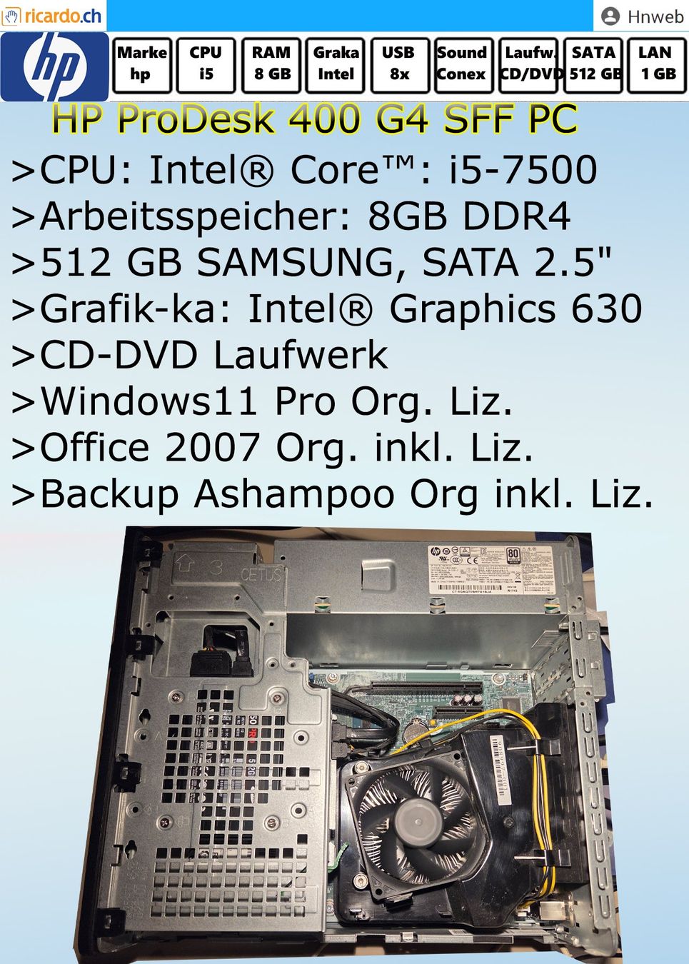 Hewlett Packard PC: PC HP ProDesk 400 G4 SFF – Usato da Kaisten venduto da Hnweb 3
