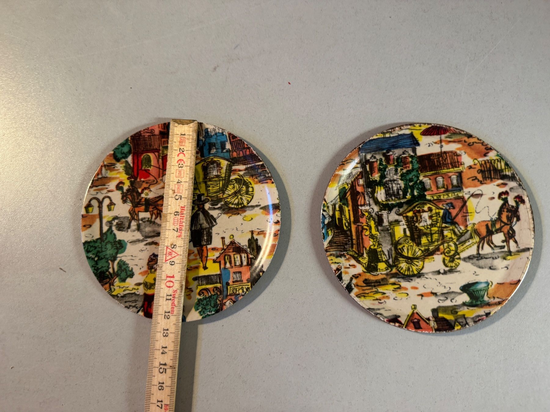 Untersetzer: 2 Vintage Untersetzer - Städtebild 12.5cm Durchmesser – Gebraucht aus Erstfeld von Mario_boe0 1