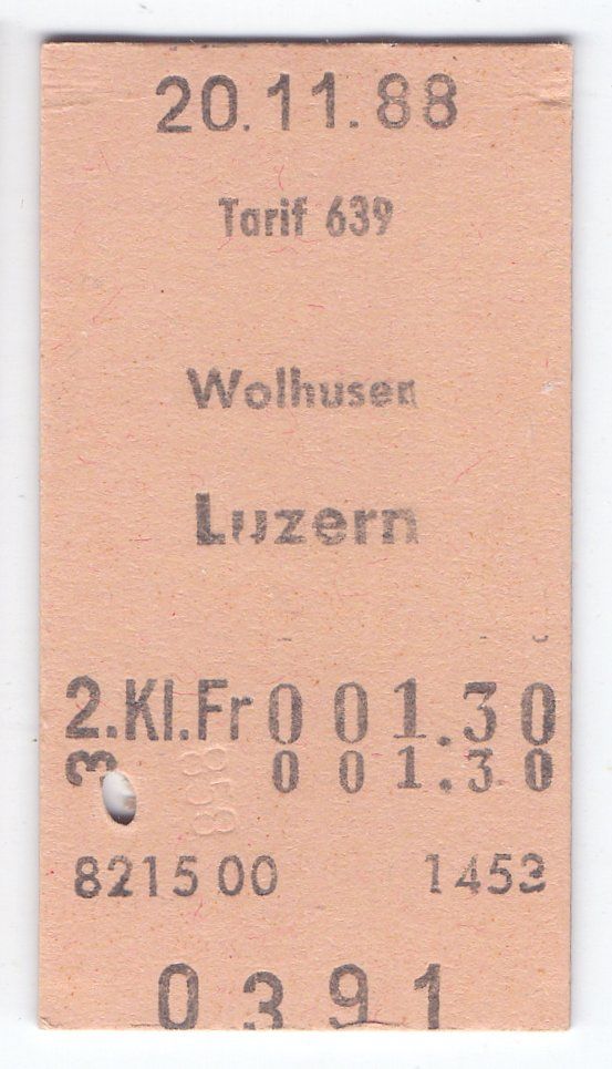 Biglietti: Billette Wolhusen - Luzern – Usato da Langenthal venduto da Sammlungs_aus