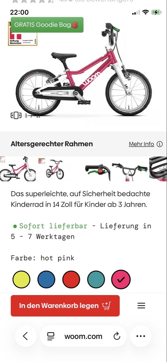 Woom Biciclette: Woom 2 hot Pink – Usato da Zürich venduto da JPRacer 6