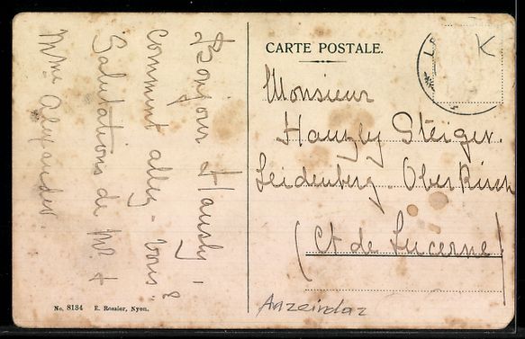 Cartoline postali: AK Anzeindaz, Wanderer an einem Gehöft – Usato da Berlin venduto da bartko-reher 1