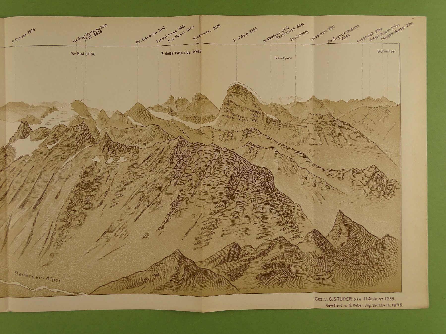 Cartine & Atlanti: PANORAMA VOM PIZ OT 1896 – Usato da Grüningen venduto da Kartensammler 2