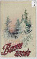 Bonne Annee - Winterlandschaft - Glimmer Glitzer-Litho
