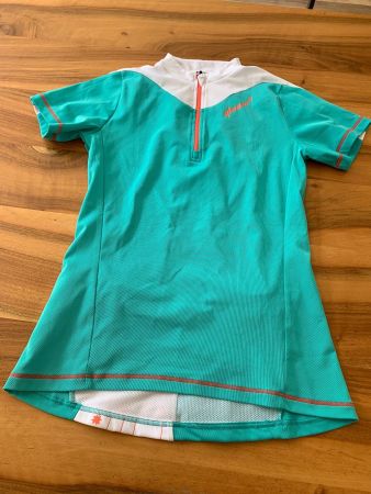 Qloom Damen Velo türkis/weiss Trikot kurzarm Grösse M