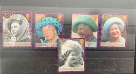 Falkland Islands  5 timbres ** Série Reine-Mère 1900-2002