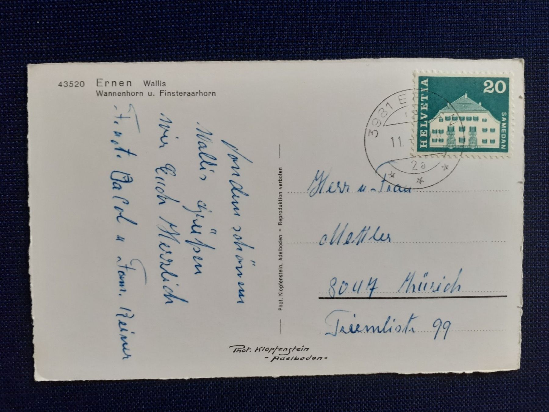 Cartoline postali: AK Ernen Wallis  Bezirk Goms – Usato da Küssnacht am Rigi venduto da cartolina-1 1