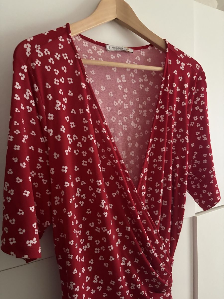 Mango Vestiti: Robe portefeuille Mango rouge fleurs taille L – Nuovo (secondo la descrizione) da Pully venduto da kaba07 2