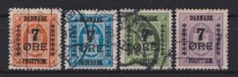 Dänemark 1926: 4 Dienstmarken mit Aufdruck