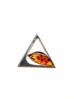 Pendentif triangle en argent 925 avec ambre naturel