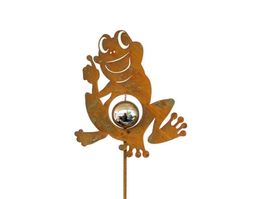 Gartendeko Frosch Nr. 3 94cm braun Rostoptik