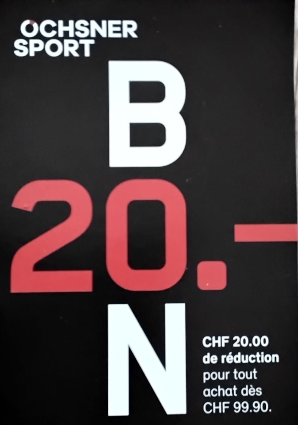 Buoni: Bon de réduction Ochsner Sport de CHF 20.- – Nuovo e nell'imballaggio originale da Marin-Epagnier venduto da S2074