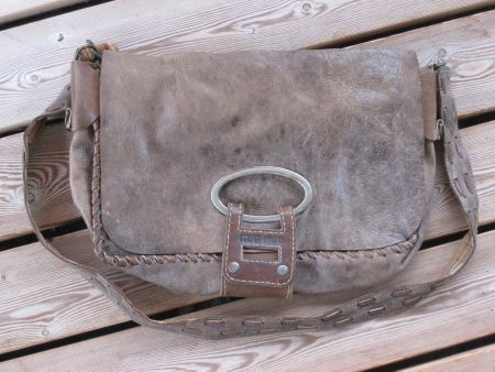 Orig. Miu Miu Vintage Leder-Umhängetasche Braun - Used-Look