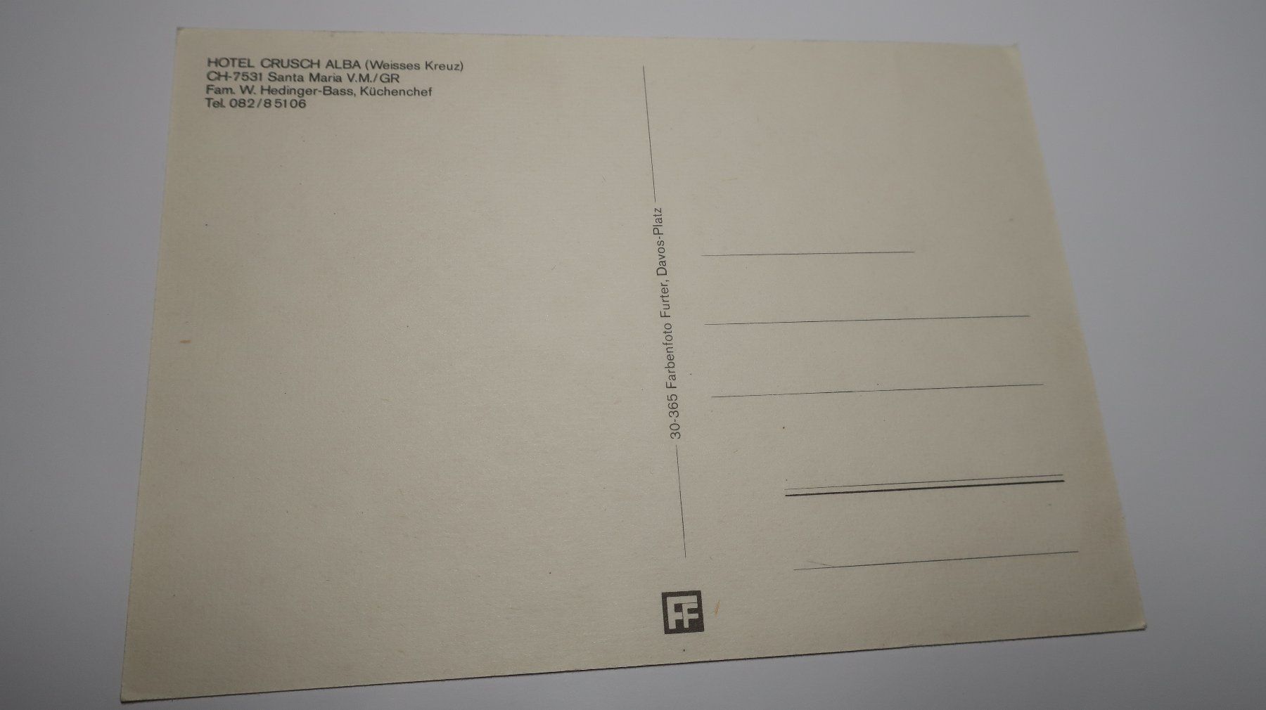 Cartoline postali: Hotel Crusch Alba   Santa Maria GR – Usato da Cormoret venduto da Pascalll2001 6