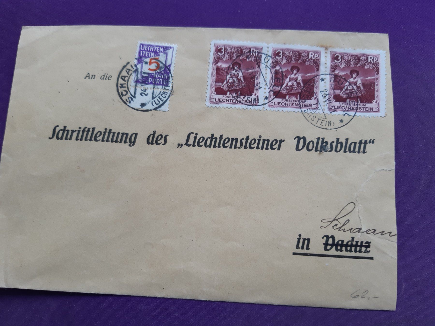 Tutti i francobolli: alter Briefumschlag nah SCHAAN/FL – Usato da Wangs venduto da weisstannen01