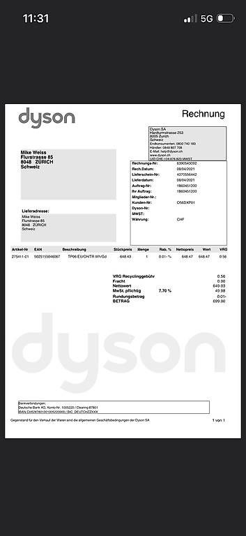 Purificateurs d'air: Dyson Pure Cool Cryptomic Turm-Luftreiniger und Ventilator – D'occasion à Zürich par Miwe03 4
