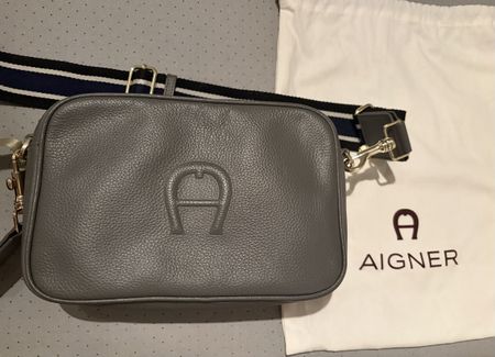 Umhängetasche Aigner grau mit zwei Wechselriemen neu