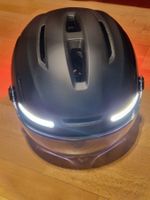 Fahrradhelm grau  mit Visier /Licht Blinkerfunkt. Gr.L NEU